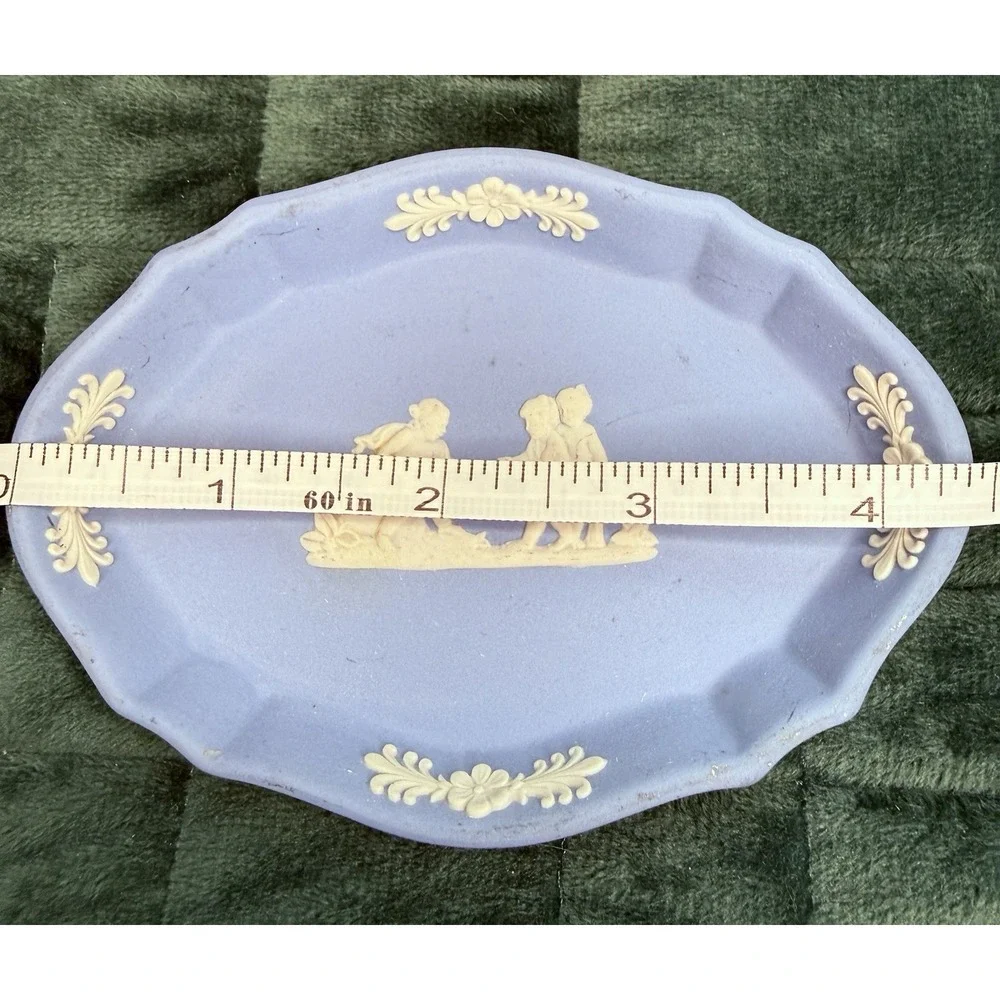 Wedgwood Jasperware Blue & White dish signed by Mike Hughes 1990 cottagecore